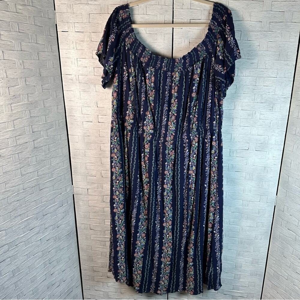 Old Navy Floral Off Shoulder Maxi peasant Dress maximalist coastal plus size - Picture 2 of 12